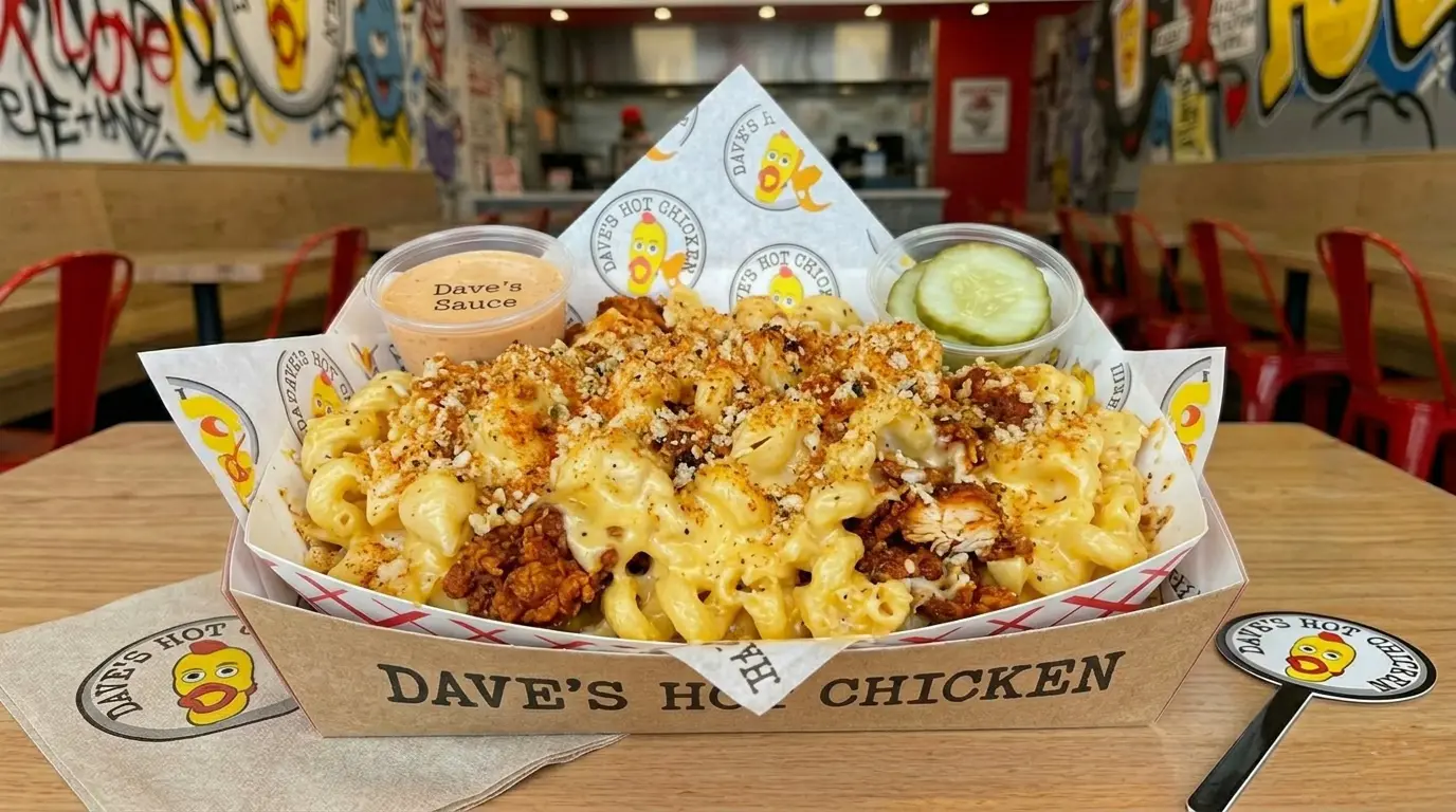 Mac & Cheese featuring creamy macaroni pasta with rich melted cheese as a side dish.