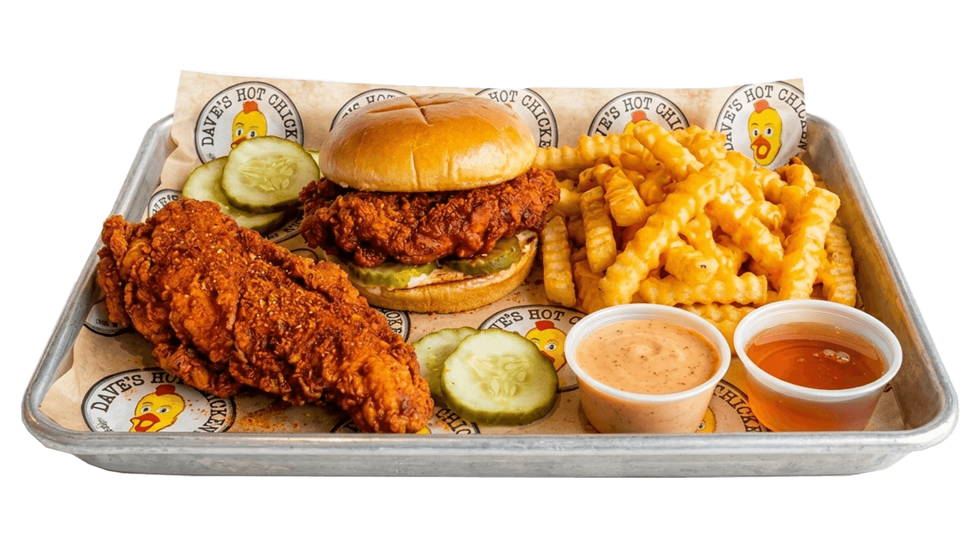 Single Tender and a Slider with Fries